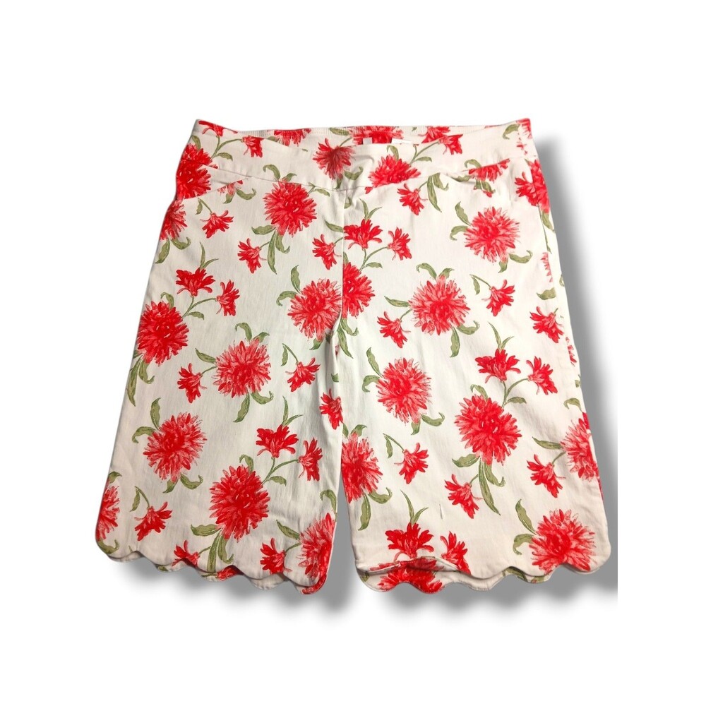 Coral Bay Floral Scalloped Hem Shorts Women's Size 16 Tropical Summer